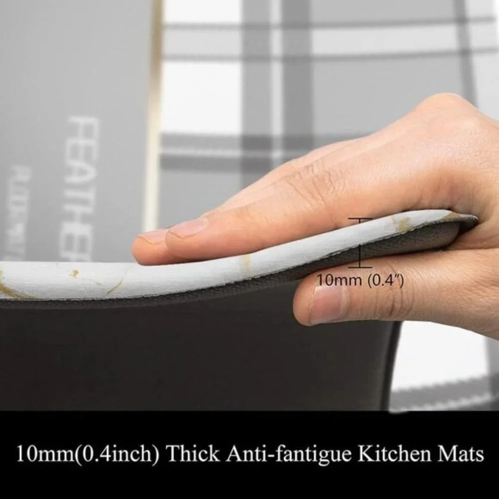 New 2 PCS Marble Kitchen Mats PVC Non Slip Waterproof Kitchen Mats